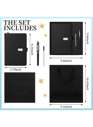 A5 Meeting Notebook Gift Box Set, PU Leather Business Notebook with Magnetic Closure, 200 Pages 80gsm Premium Paper, Includes Metal Executive Gel Pen and Refill, Lay-Flat Office Journal for Notes and Signatures - view 4